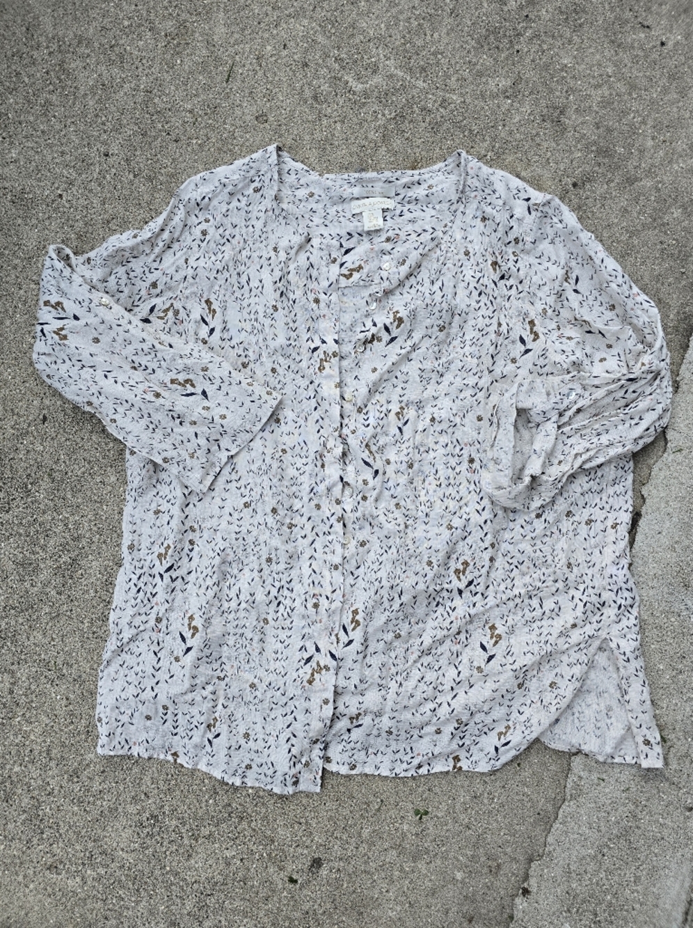 Cynthia Rowley White Floral Eyelet Button-Up Top 100% Linen